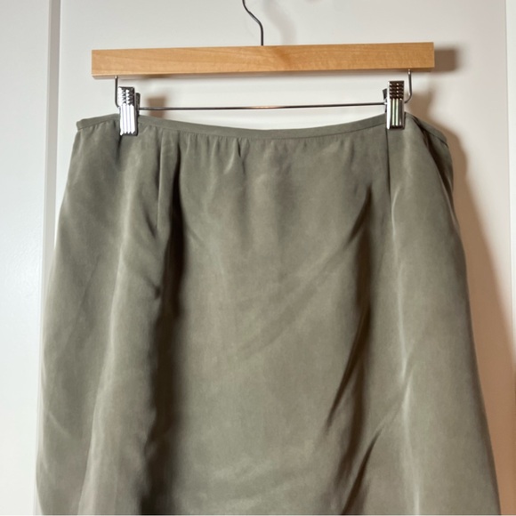 NWT Evan-Picone 1980-90s Pure 100% Silk Pencil Midi Skirt – Greenish Taupe 👡 - Picture 2 of 10